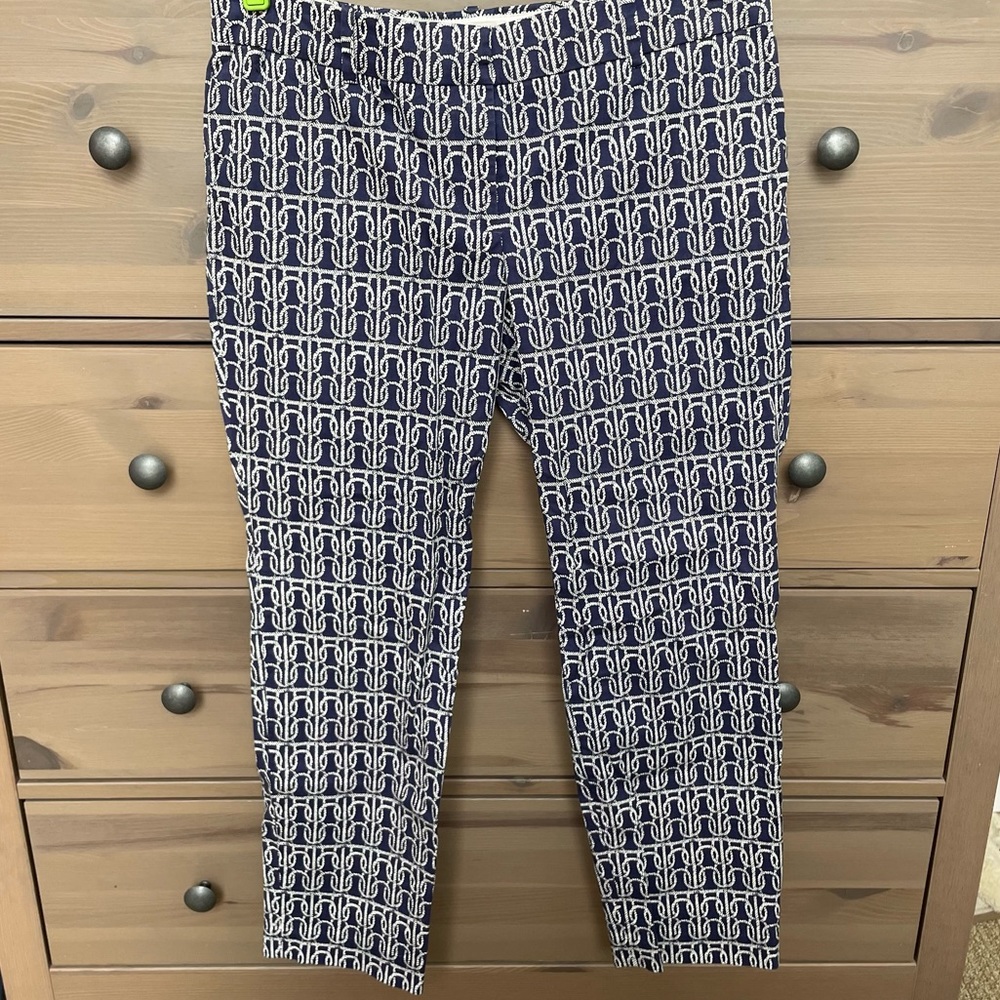 J. Crew Nautical Rope Print Cafe Capri Size 8